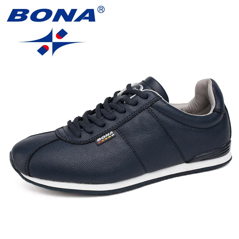 BONA/Новинка; классические стильные мужские кроссовки для бега; уличные беговые кроссовки на шнуровке; спортивная обувь; удобная спортивная обувь; - Цвет: DEEP BLUE