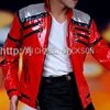 Impersonator Michael Joseph Jackson Costumes Jacket Red Beat It Zipper Sequins Leather Casual Dancer Shows Halloween 4