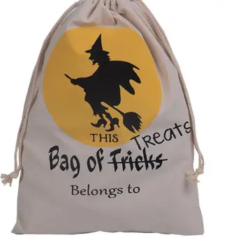 

50pcs DHL New Halloween Sacks Bag Canvas Personalized Children Candy Gifts Bag Pumpkin Spider treat or trick Drawstring Bags
