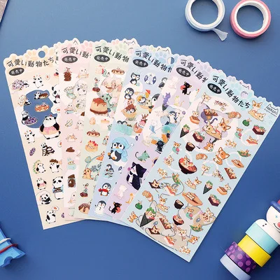 

18 pcs/lot Animal Panda Dinosaur Rabbit Penguin Shiba Decorative Stationery Stickers Scrapbooking DIY Diary Album Stick Label
