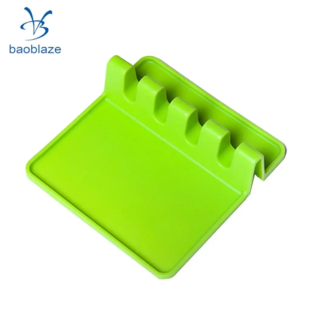 Baoblaze Heat Resistant Silicone Utensil Rest Ladle & Spoon Holder Kitchen Tool Green Gray 2 Colors