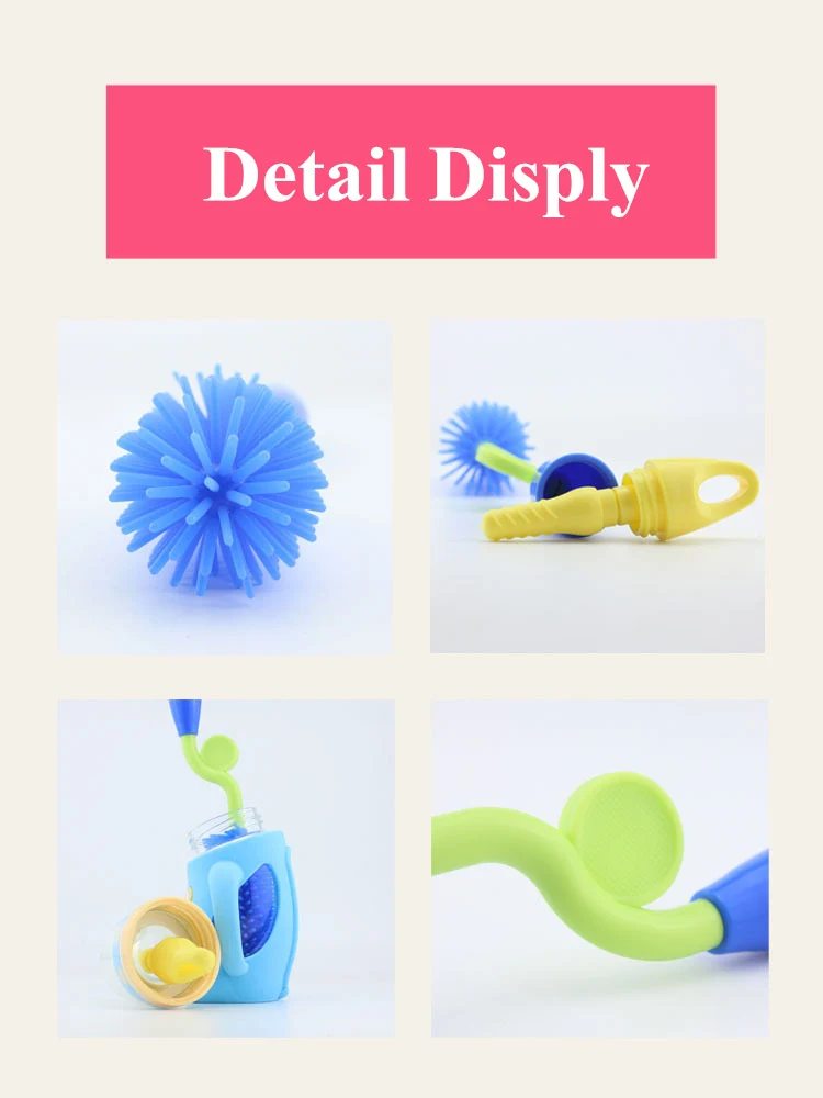 Baby Bottle Brush Silicone Plastic Tool Kitchen Cleaner Bottle Cup  (9)