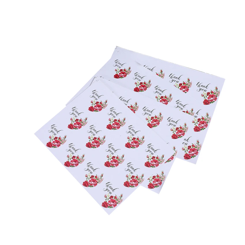 

120Pcs/lot Funny Round Thank you Kraft Adhesive gift Seal Sticker Flower Baking DIY Gift Stickers