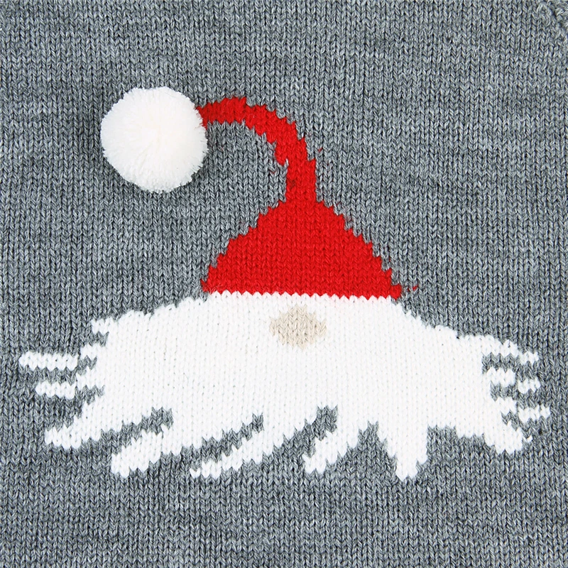Newborn Christmas Baby Bodysuit Knitted Sleeveless Funny Cartoon Infantil Bodysuit Winter Toddler Girl Boys Onsies Jumpsuit gray-4