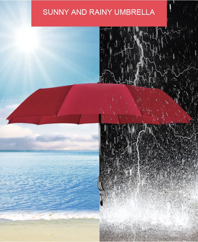 Качественный автоматический тройной складной зонт для мужчин, большой зонт от дождя, защита от солнца, бизнес, ветрозащитный, большой зонт, paraguas, корпорация, мужской зонт