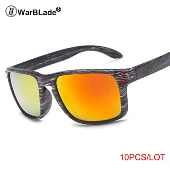 

WarBLade 10PCS Mens Wood Grain Sunglasses Men Vintage Eyewear Coating Glasses Black Brown Frames Male Female Square Sun Glasses