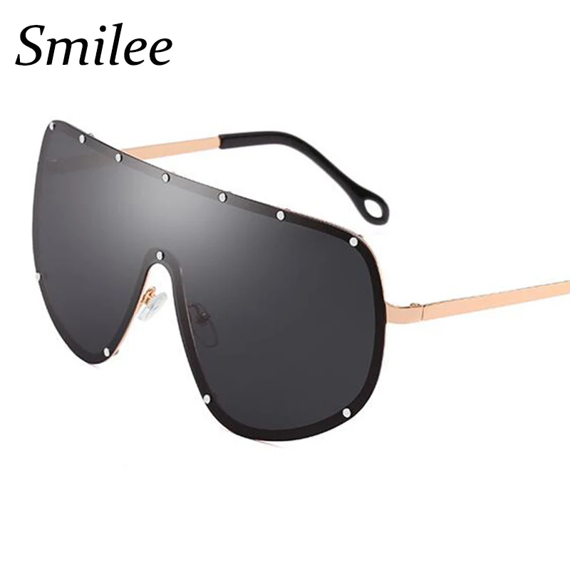 Oversized Shield Sunglasses Luxury Brand Designer Rivet Shades For