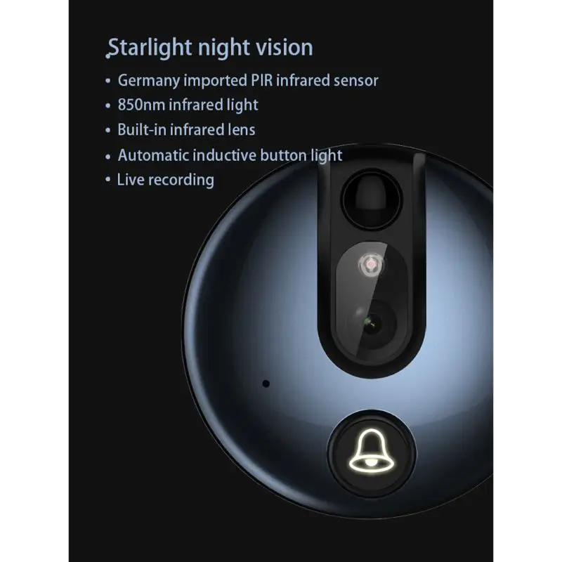 LCD Colorful Screen Video Doorbell Camera Viewer Smart Electronic Cat Eye Peehole for Night Vision Motion Detection Home