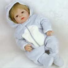 KEIUMI 57 cm Lifelike Reborn Babies Full Silicone Body Real Baby Doll For Boy Toddler Toys with Gold Hair kids Xmas Gifts