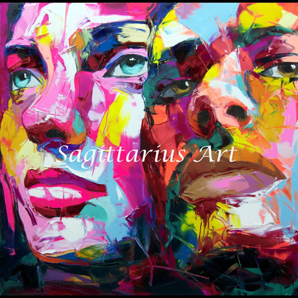 

Francoise Nielly Designer Hand Painted Untitled 538 Cool Face Palette knife Abstract Oil Painting Canvas Home Decor Fine Artwork