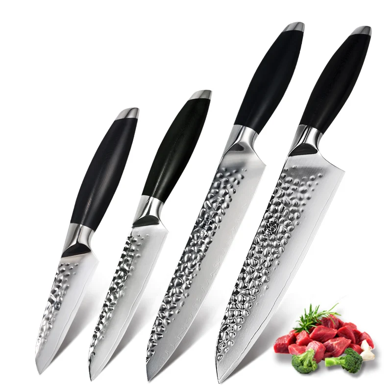 FANGZUO, наборы кухонных ножей, лезвие из нержавеющей стали, острое, удобная ручка, нож шеф-повара, нож для нарезки, нож Santoku, подарки - Цвет: YI-4PCS
