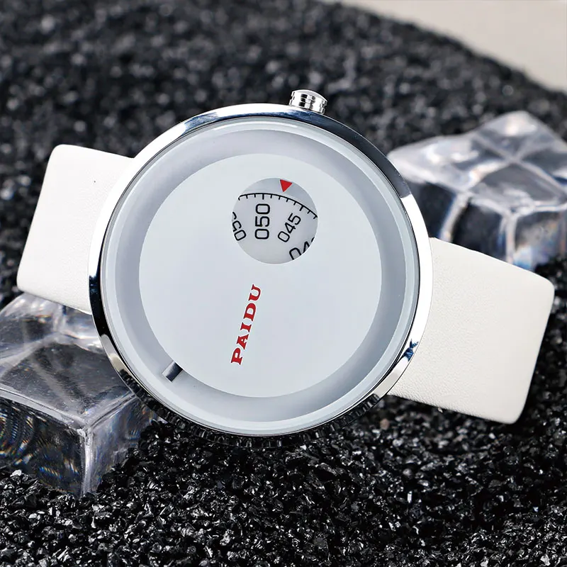 Fashion Turntable Dial Special Design Wristwatch font b Sport b font Quartz Leather Band Strap Men