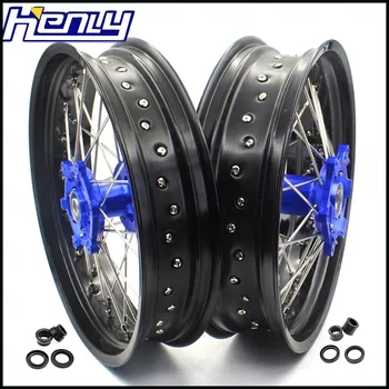 

3.5*17/4.25*17 Motorcycle Supermoto Wheels Rim Set For KAWASAKI KX250F KX450F 2006-2018 Supermotard Blue