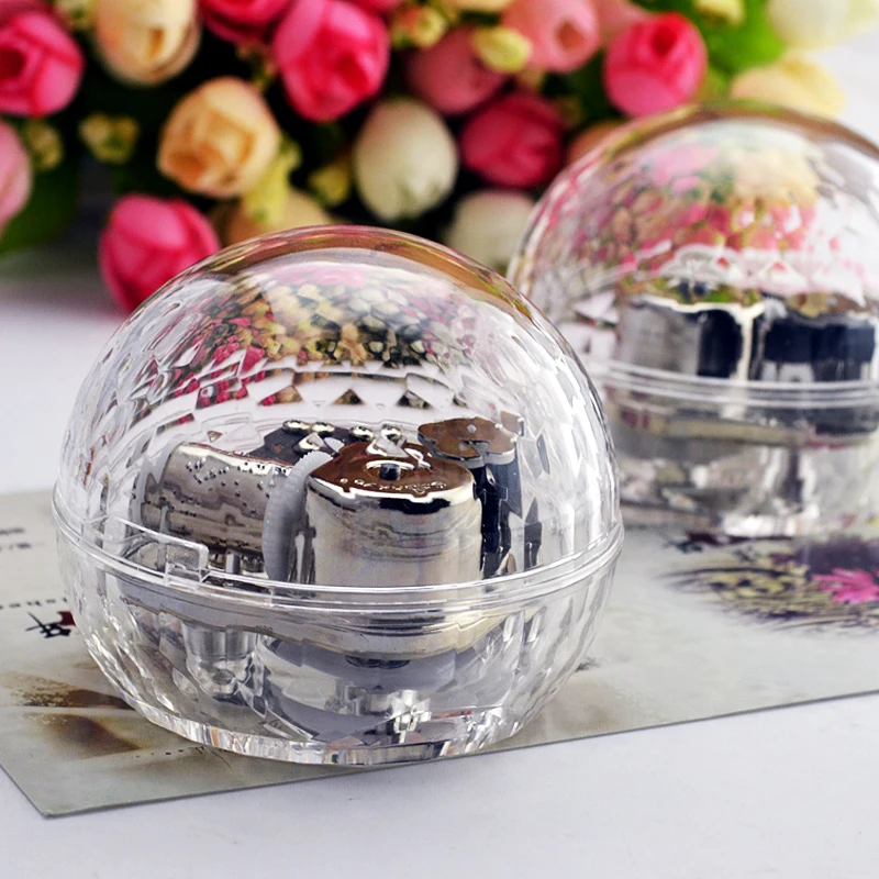 

Birthday gift transparent acrylic ball music box round crytal ball music box birthday gifts for lovers