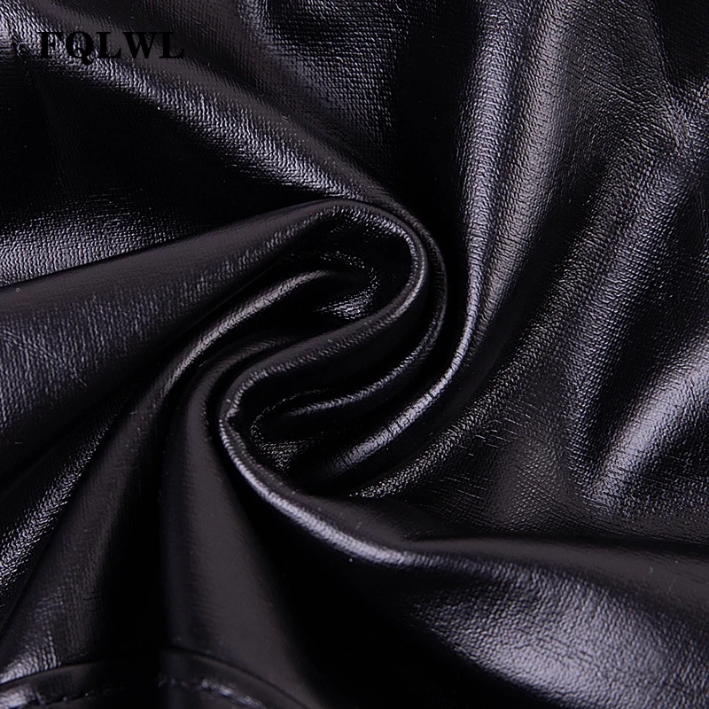 FQLWL обтягивающие шорты из искусственной кожи, женские короткие штаны, однотонные черные эластичные шорты с высокой талией, женские сексуальные шорты с пуш-ап