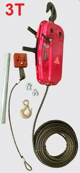 

3T 30M Manual wire rope pulling hoist for suspended electric platform, hand winch block steel wire rope hoist