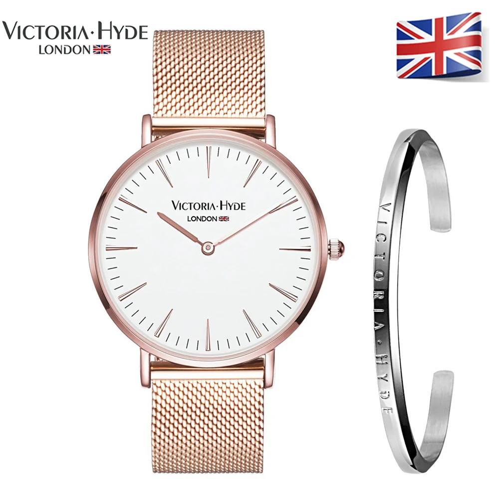 

Victoria Hyde Luxury Bracelet Watch Set Rose Gold Lovers' Watches Men Women Quartz Wristwatches Relogio Feminino Jewelry
