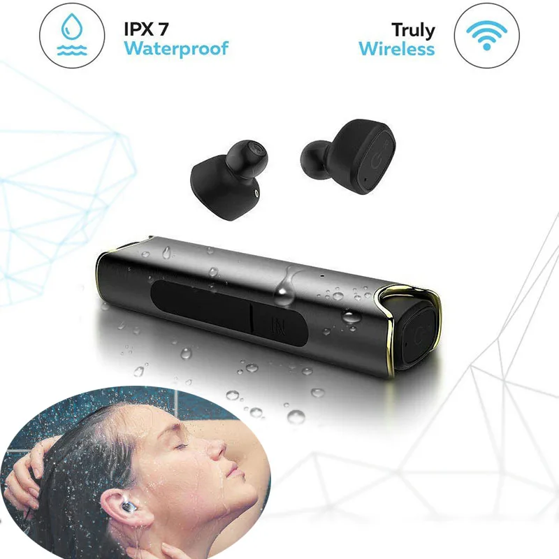 

Bluetooth Waterproof Earphone Business Mini Binaural Wireless Headset With Mic Portable Charge Box Earbud For IPhone Samsung PC