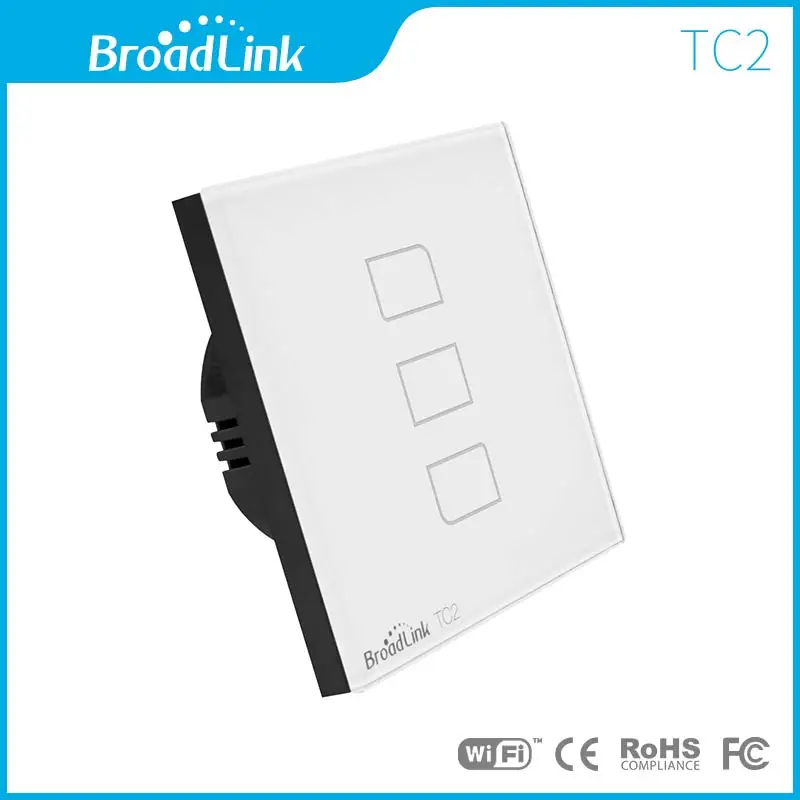

Broadlink TC2 3Gang Smart Wifi Wireless Controlled 433Mhz Light Switch Board Square Shape Touch Screen Wall Remote Control Lamp