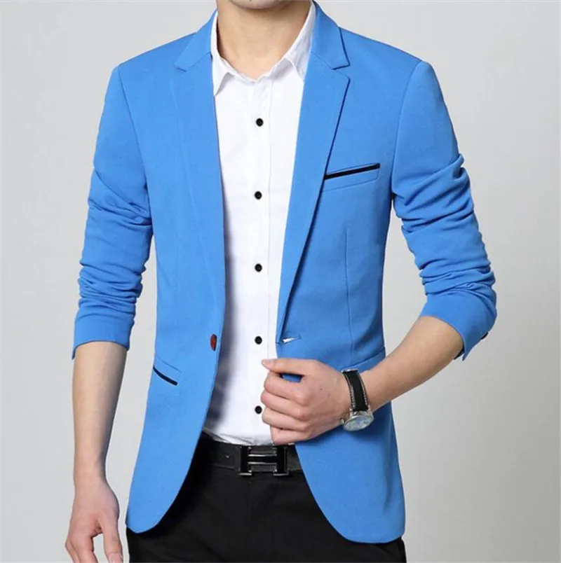 Covrlge весна осень мужской блейзер модный приталенный мужской Костюмный пиджак элегантное мужское платье одежда свадебное пальто MWX013 - Цвет: Blue