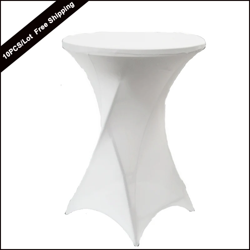 

10PC White 60cm lyrcra stretch cocktail poseur dry bar spandex Table Cover Cloth for Wedding Decorations Bar Table Cover Cloth