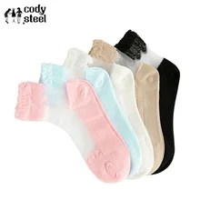 Женские Кружевные Носки Прозрачные повседневные женские летние носки японский сексуальный женский Комплект носков 6 штук = 3 пар/лот