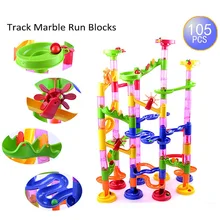 105 pçs/set Bolas Labirinto Pista Blocos de Construção de Plástico DIY Construção de Mármore Corrida Corrida Presente Das Crianças Do miúdo Do Bebê Brinquedo Educativo