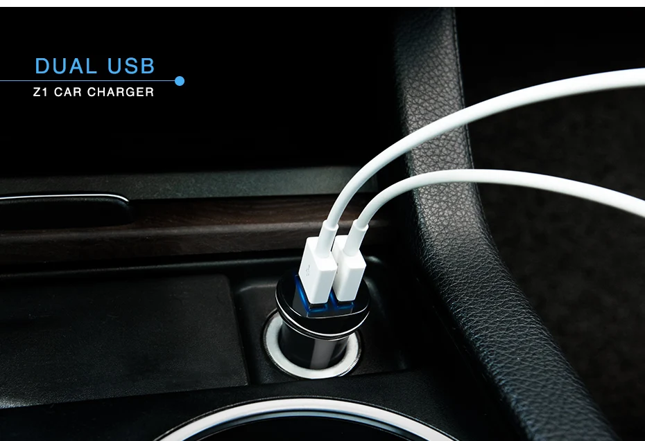 HOCO двойной Переходник USB для зарядки в машине 5 в 2.1A Быстрая зарядка 2 порта светодиодный светильник автомобильное зарядное устройство для iPhone XS MAX 8 7 plus для samsung S9 S8