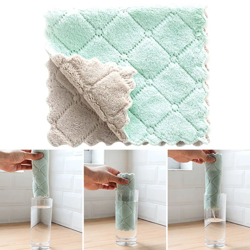 

1pc Super Absorbent Microfiber Kitchen Dish Cloth High-efficiency Tableware Household Cleaning Towel Kichen Tools Gadgets