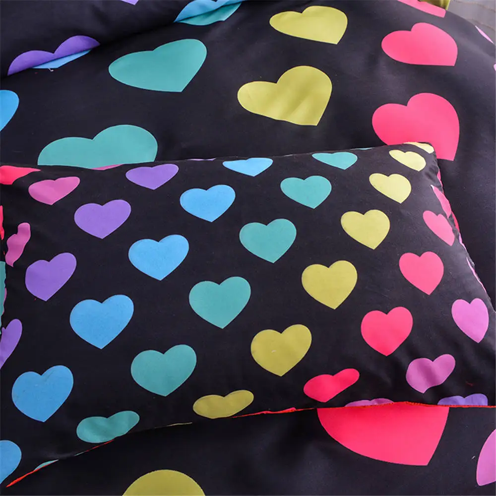 ZEIMON мягкий домашний текстиль 3 шт. постельных принадлежностей цветные сердечки 3D печать комнаты декор полиэфирный пододеяльник наволочка комплект кровати черный
