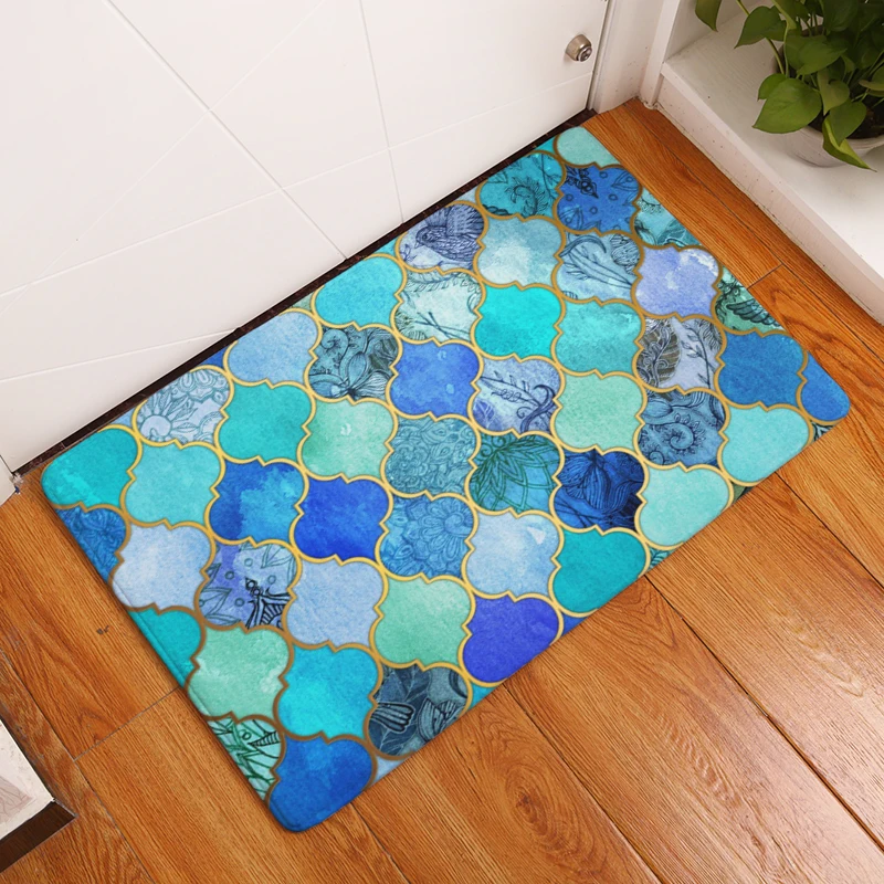 Image New Anti Slip Carpets Fashion ideas  Color Geometry Print Mats Bathroom Floor Kitchen Rugs 40x60or50x80cm