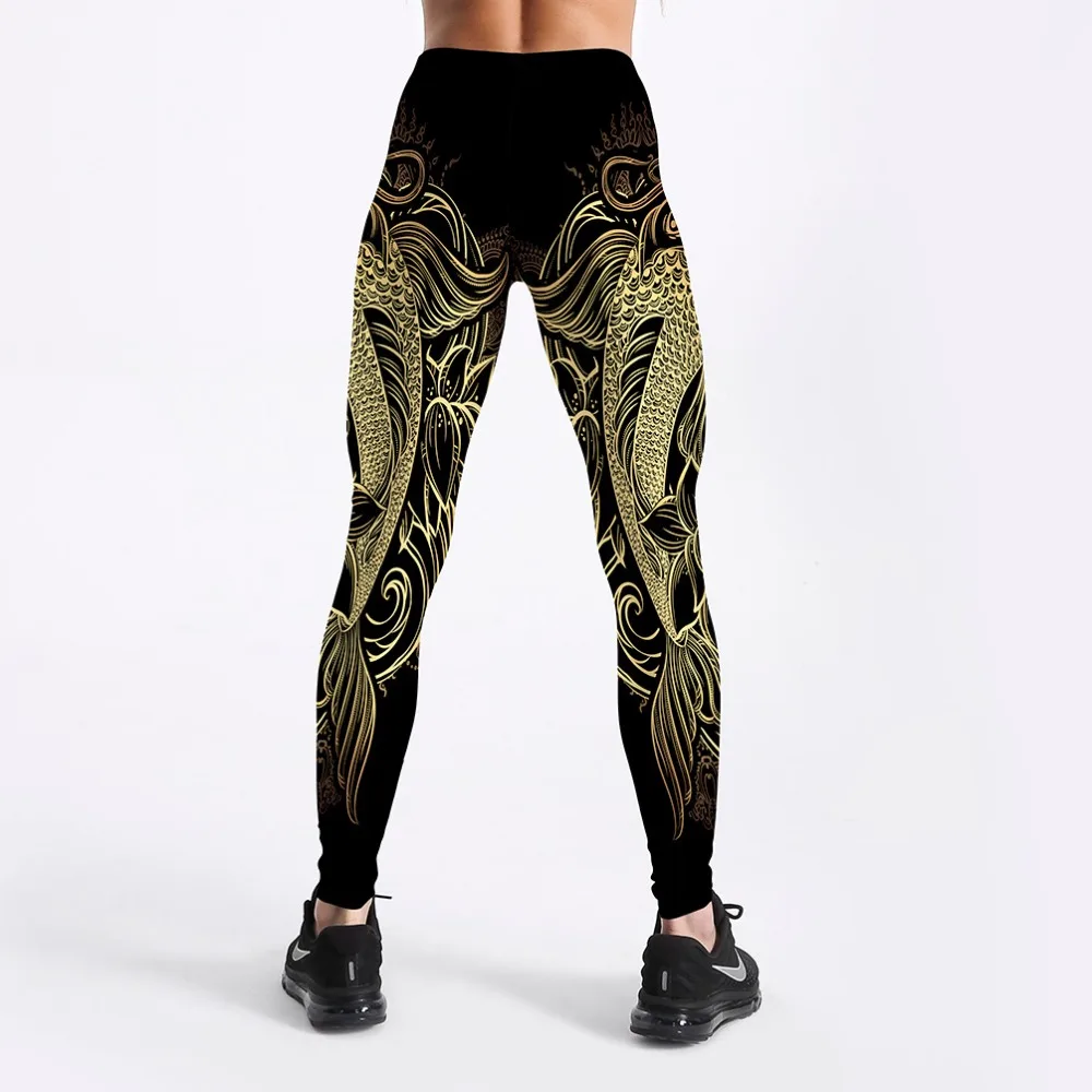 FCCEXIO 2019 Women Leggings Soft Elastic Workout Push Up Pants Gold Loong Printed Fitness Leggings Plus Size Trousers 3D Pants FCCEXIO 2019 Women Leggings Soft Elastic Workout Push Up Pants Gold Loong Printed Fitness Leggings Plus Size Trousers 3D Pants