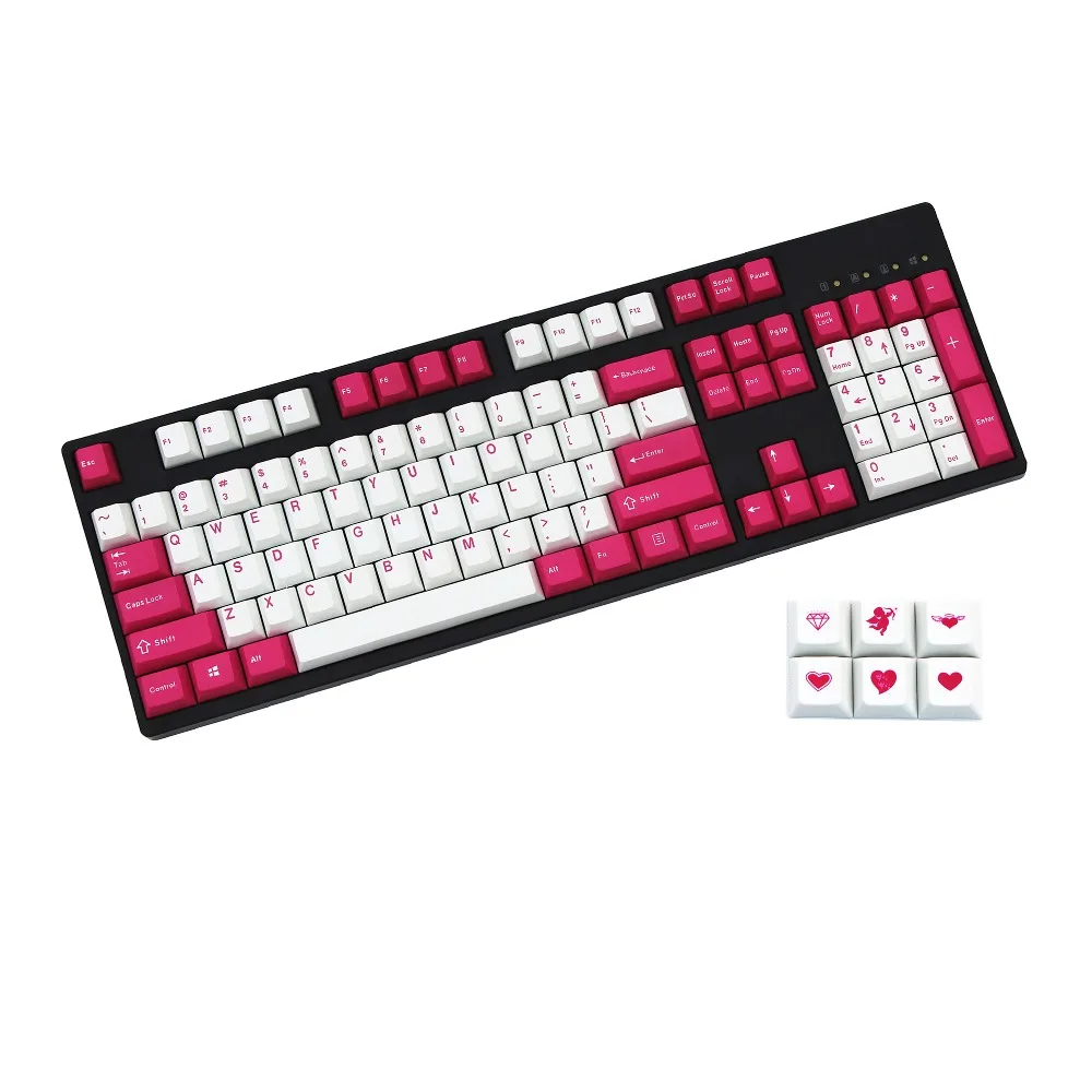 

Double shot Pink/White color pbt keycap for mechanical keyboard 87/106 keys ANSI layout Cherry Filco Ducky Replace the keycap