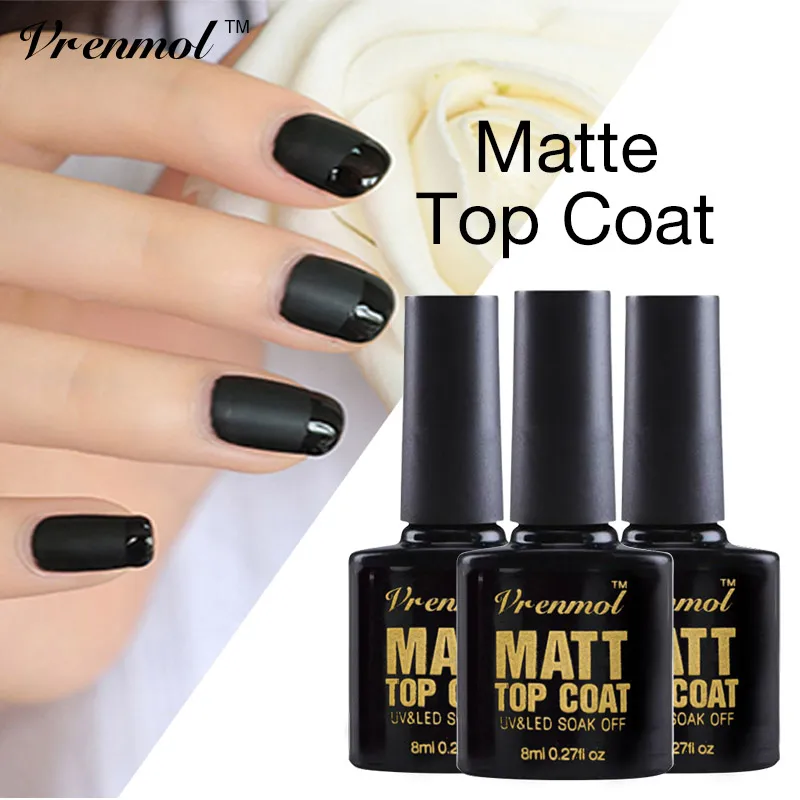 Vrenmol Matte Top Coat Nail Gel Polish Nail Art Tips Dull Finish Top ...