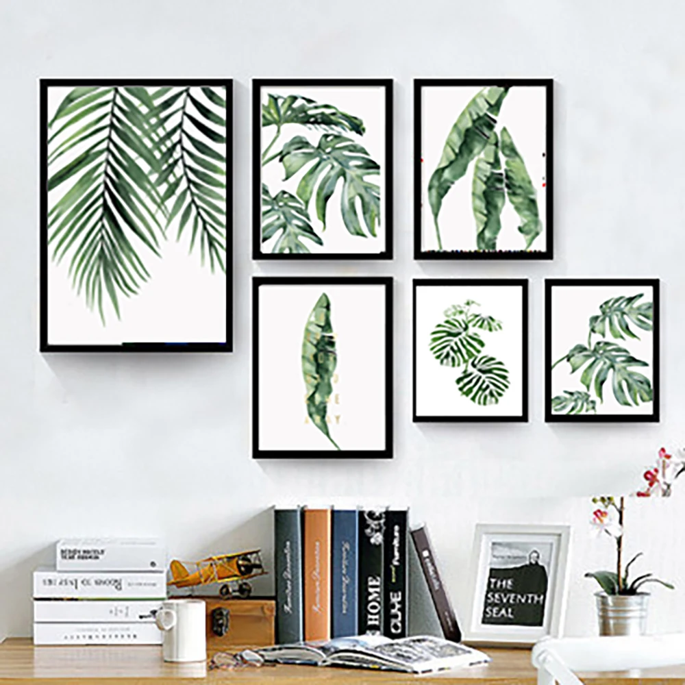 

Green plant art canvas no picture frame poster decor painting modern home hotel gallery bedroom study decor new house gift Sale