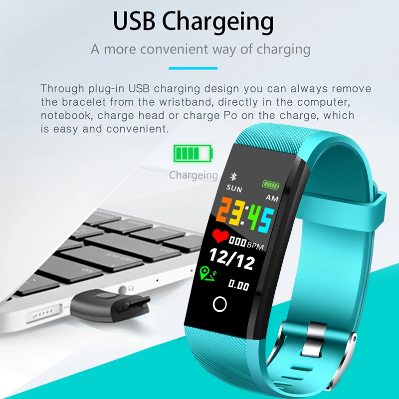 LIGE New Smart Bracelet Heart Rate Blood Pressure Monitor Sport Fitness Tracker Pedometer Smart Band Waterproof Wristband+Box