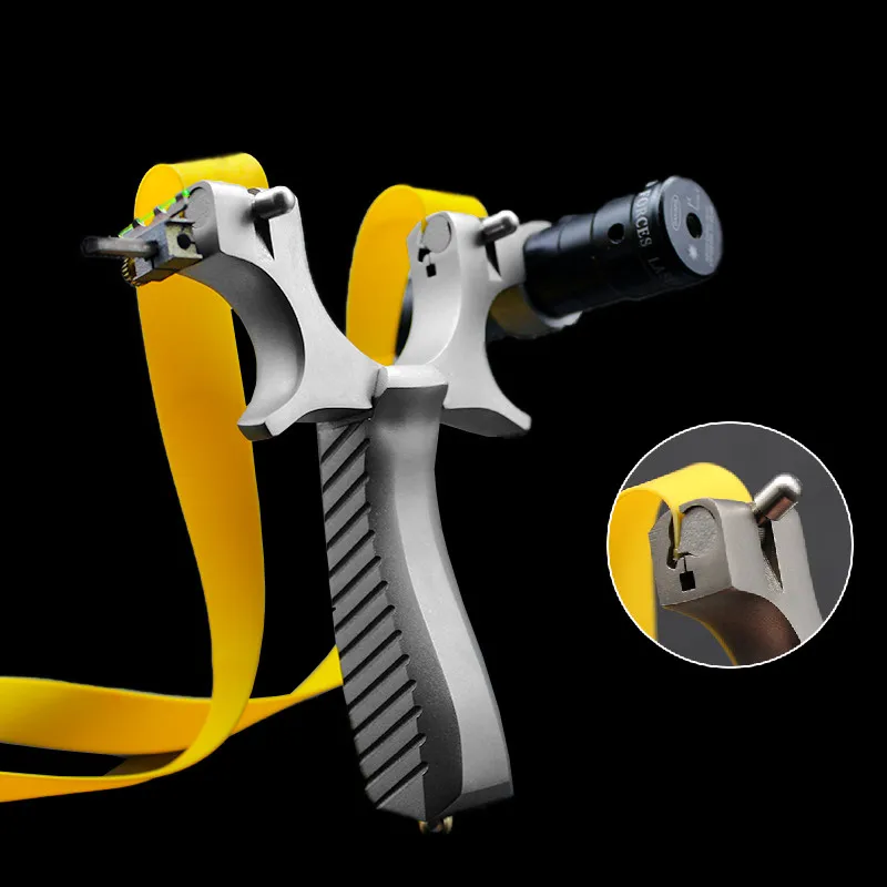 

New flat leather slingshot catapult hunting stainless steel and rubber band outdoor shooting