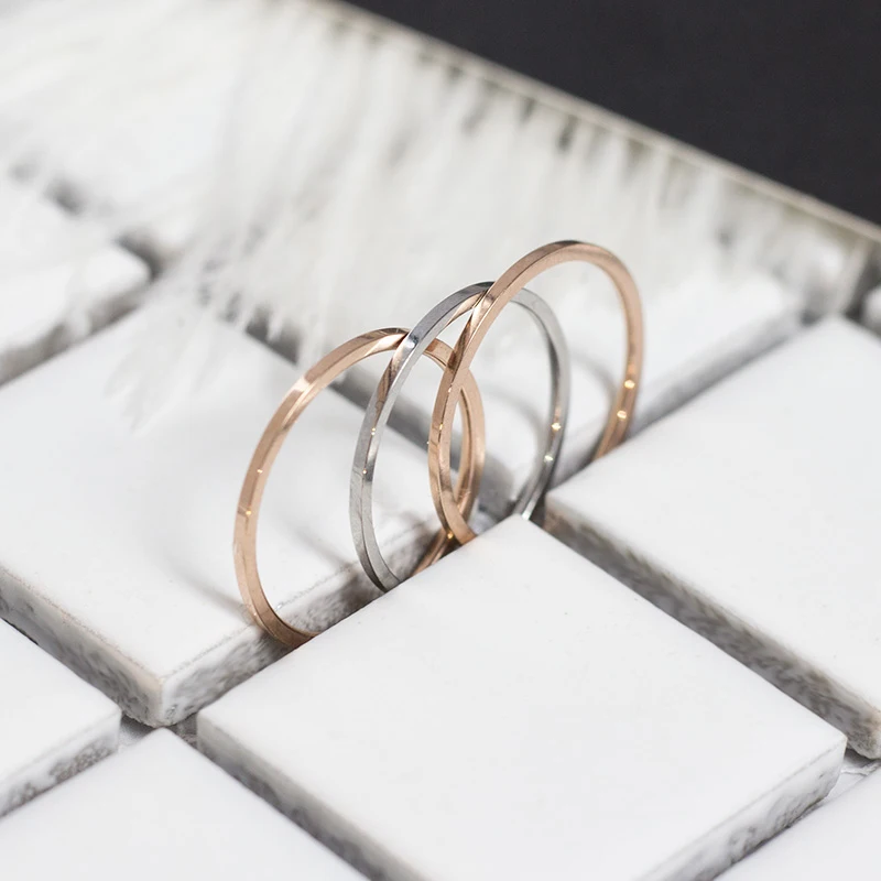 1MM Thin Titanium Steel Silver-color Couple Ring Simple Fashion Rose Gold Finger Ring For Women and Men mens gifts - Image 5