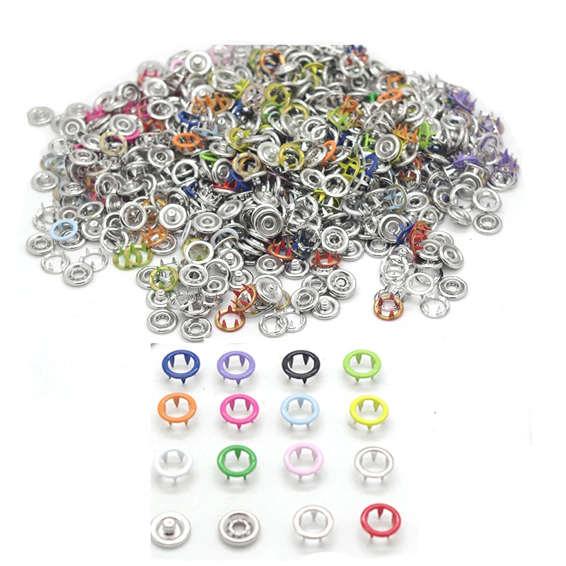 

180Sets 12 Colors mixed 9.5mm 16 Copper Prong Snap Buttons Combined Fastener Prong Snaps Buttons Mixed Kit m