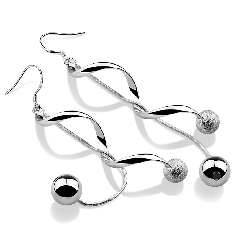 New fashion 100 925 sterling silver long tassel earrings women