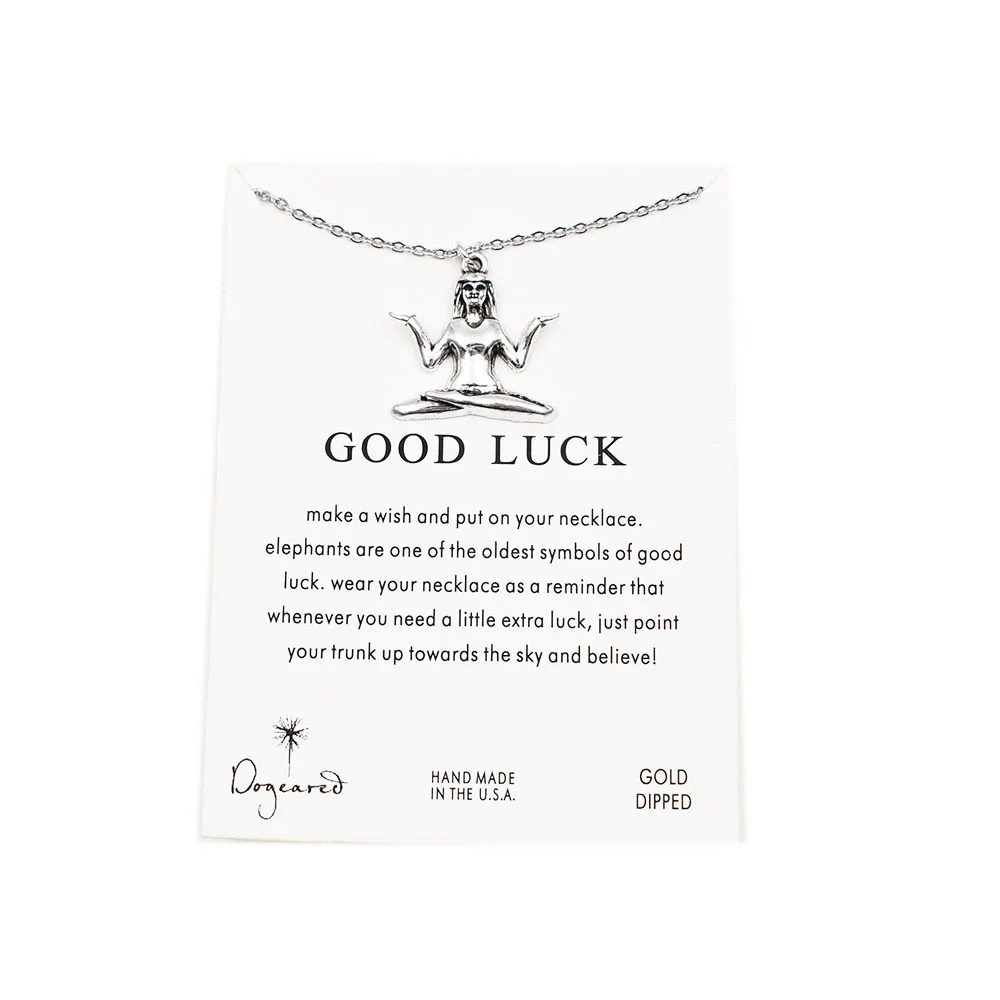 

1PCS Fashion OM Yoga Charm Necklace Wish Card Stainless Steel Rolo Chain Necklace Good Luck Jewlery