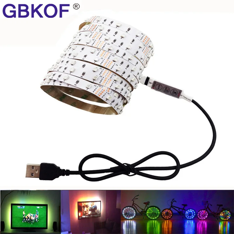 USB Светодиодные ленты светильник ТВ Подсветка 5V Водонепроницаемый RGB SMD 5050/3528 светодиодный лента светильник s для компьютера украшение для ПК светильник Инж