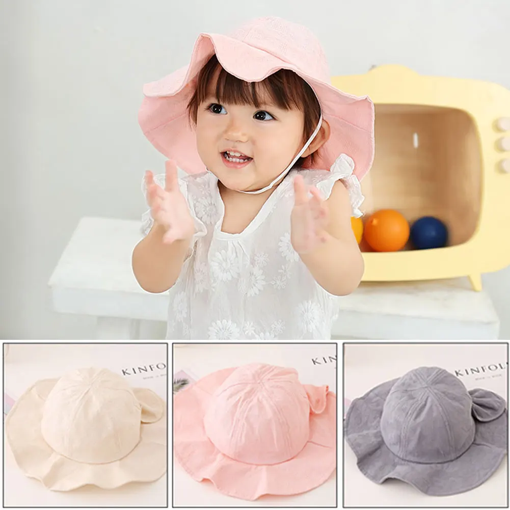 Милая летняя шляпа для малышей, пляжная шляпа колпачок для новорожденных мальчиков и девочек, Пляжная походная широкополая шляпа для детей 0-5 лет
