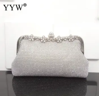 

Women'S Crystal Evening Bag Handbag Purse Silvergillter Clutch Bags Wedding Diamond Beaded Bag Rhinestone Small Shoulder Bags