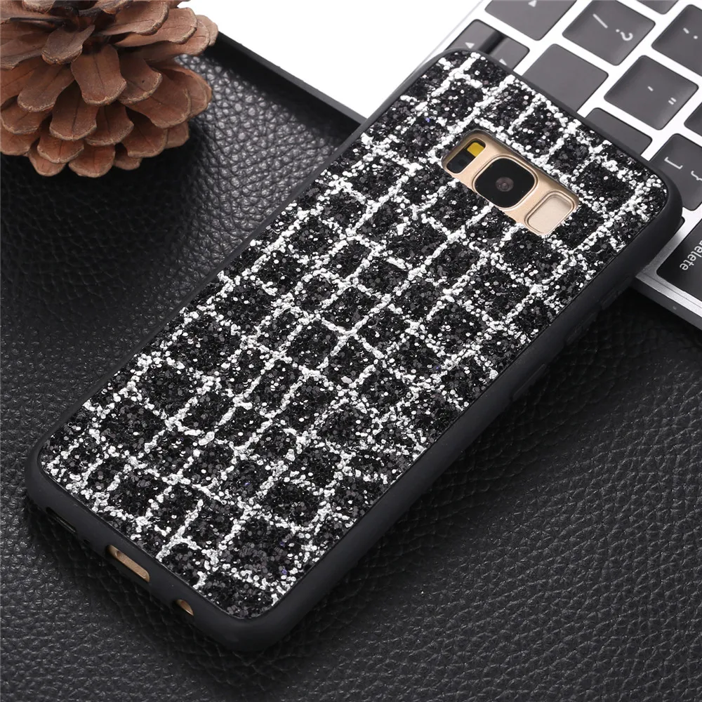 Hard Bling Rugged Case for Samsung S9 S8 Plus A8 S7 A5 Iphone X 7 8 6 Slim Grid Cell Phone Cover Protector Back Accessory |