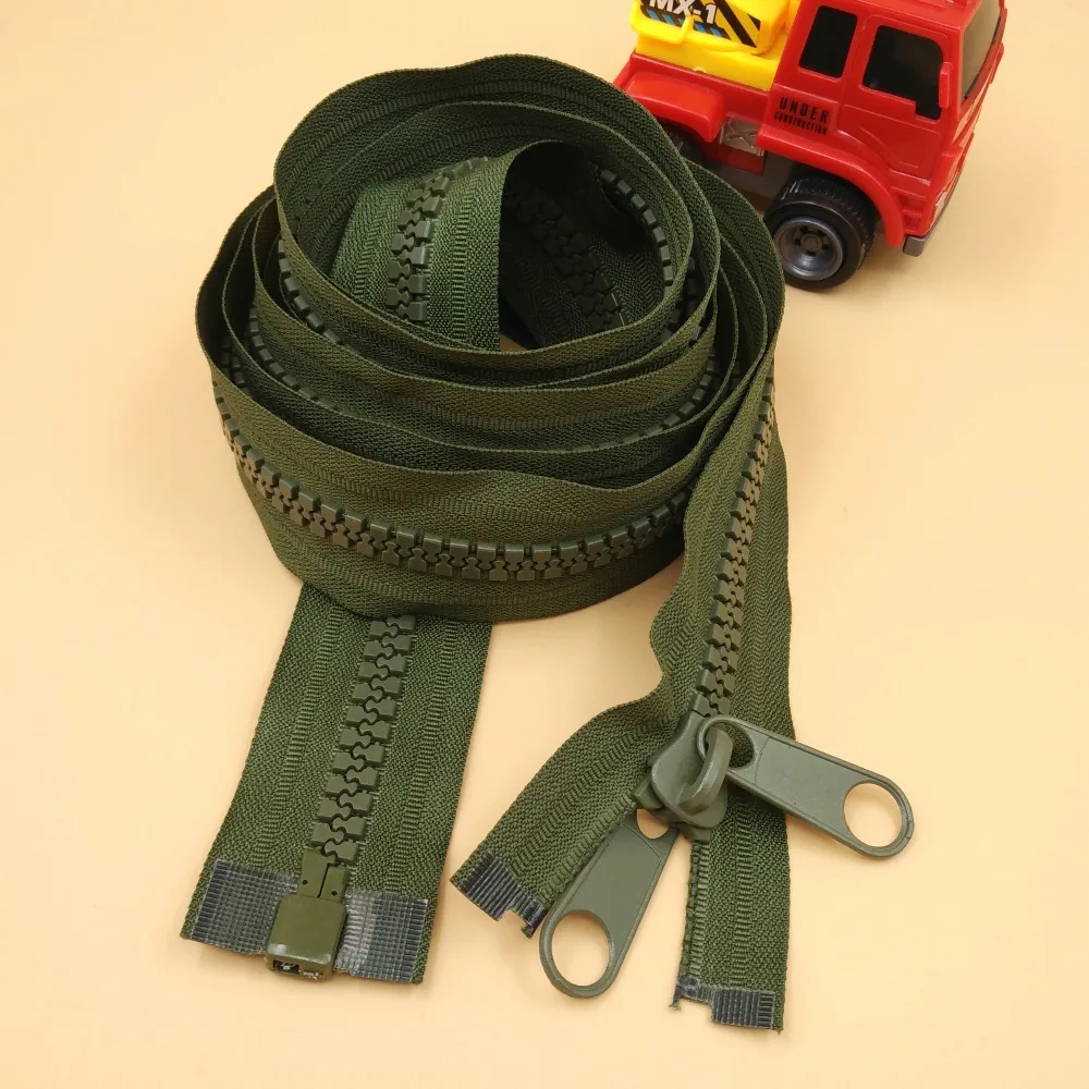 

10# Big Size Olive Long Resin Zipper 220/250/350cm 1pcs Double Puller DIY Sewing Sofa Outdoor Tents Sleeping Bag Accessories