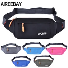 Aireebay pacote de cintura mulheres correndo à prova dwaterproof água saco do telefone móvel suporte do telefone masculino ginásio fitness bolsa viagem cinto rosa sacos peito(China)