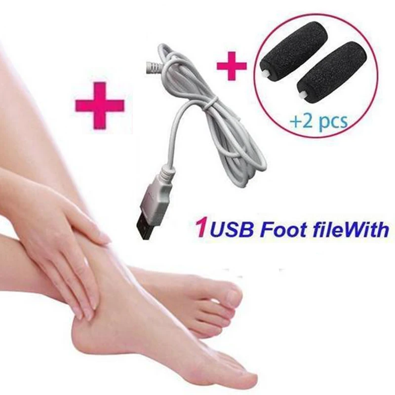 

2017 New Foot Care Tool Blue/Pink Electric Pedicure Machine With USB Foot File Set Skin Care Dead Skin Remover +2 Roller Heads