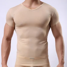 Fashion-marken-männer Reizvolle Silk Sheer Body Unterhemd/Mann Spandex Transparent Compression T-Shirt/Nahtlose Shirts