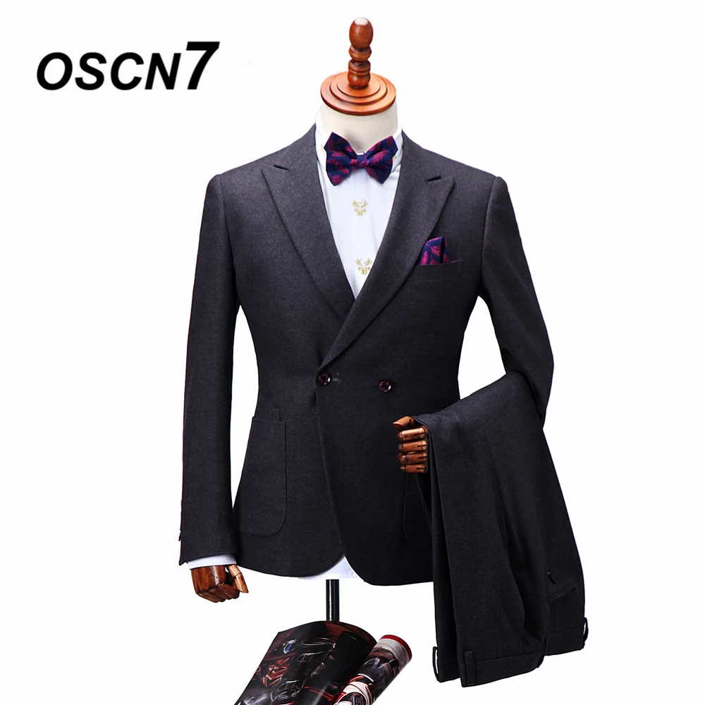 OSCN7 2019 заостренный лацкан Костюмы Под заказ для мужчин Slim Fit Свадебная вечеринка s